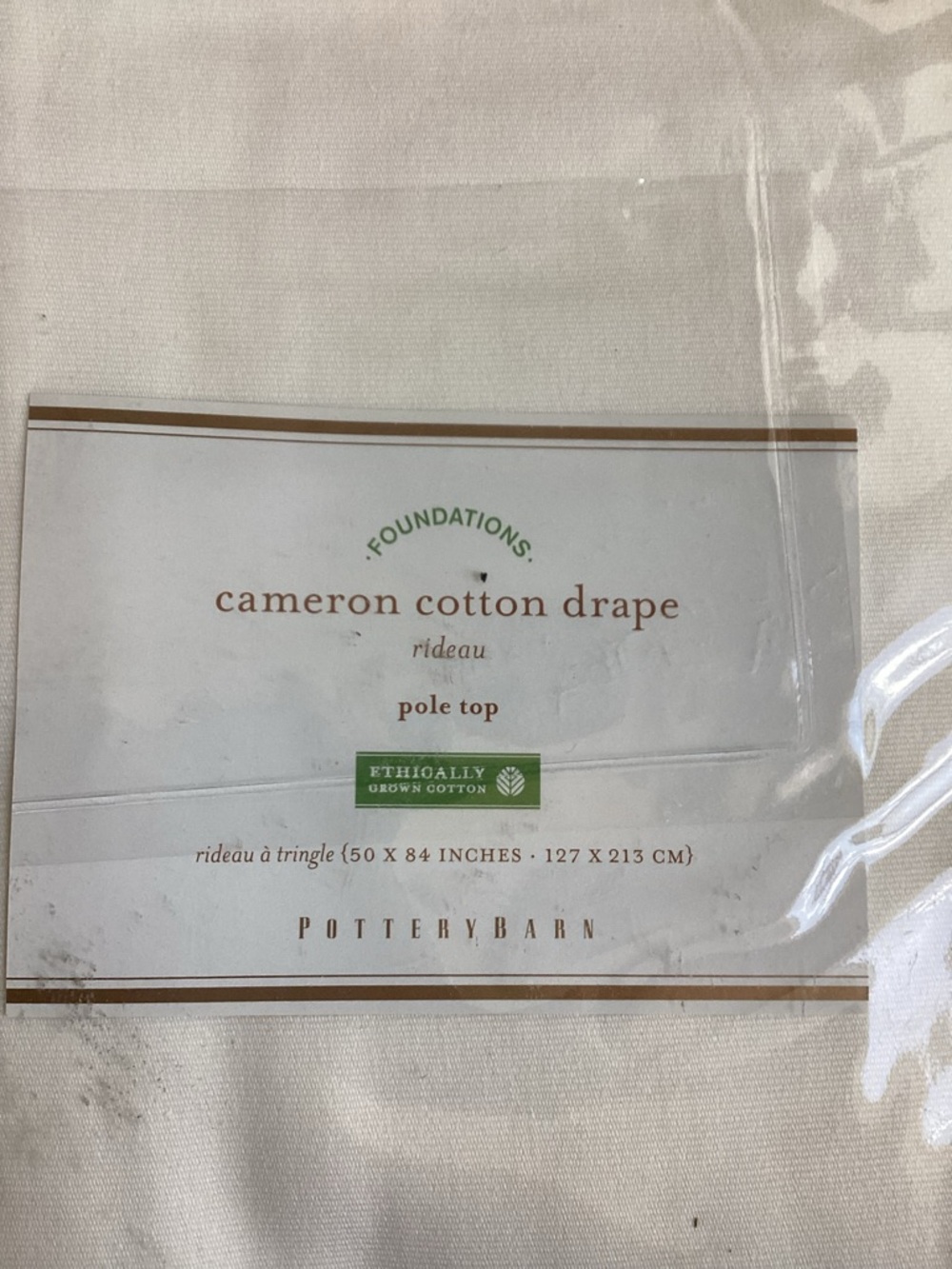 Pottery Barn Cameron Cotton Curtain Panel in Soft White SET OF 2